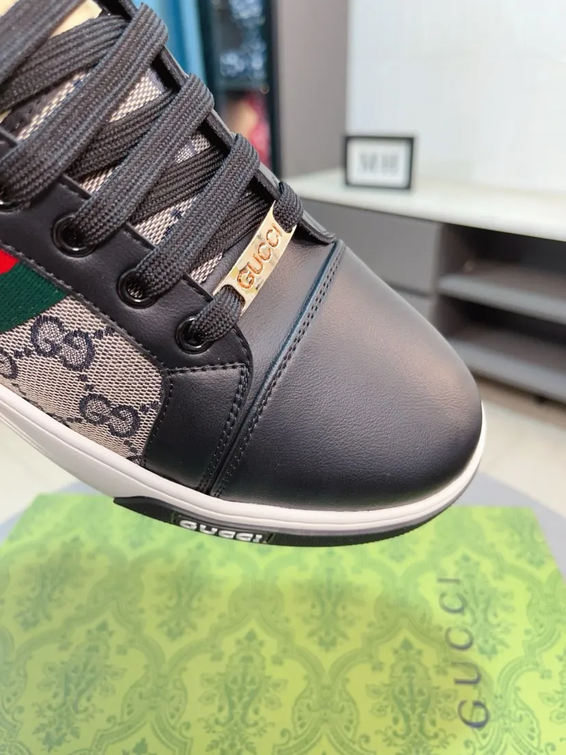 Men's shoes 💰420🌹🌹GUCCI [Gucci] New high-end brand of men's shoes, the latest fashionable casual men's shoes, trendy and versatile, relaxed and sporty style, uppers imported from Italy, first-layer cowhide, genuine leather lining, and ultra-fine workmanship. Original personalized fashionable rubber wear-resistant outsole, light and comfortable on the foot, size 38-44